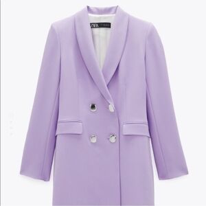 Zara Lavender Double-Breasted Tailored Blazer